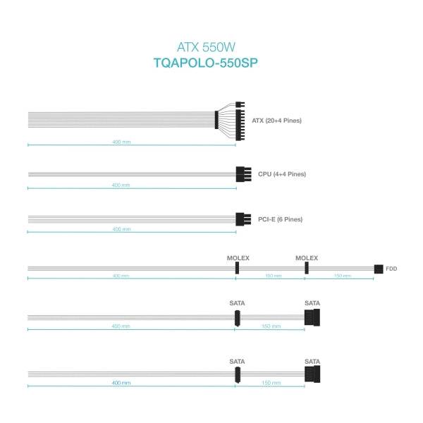 Tooq Alimentatore 550W con PFC Attivo