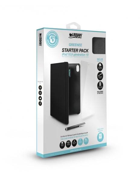 Urban Factory Greenee Pack Custodia, Penna e Vetro Temperato per Ipad - 10ª Generazione - 10.9" - Ecologico - Colore Nero