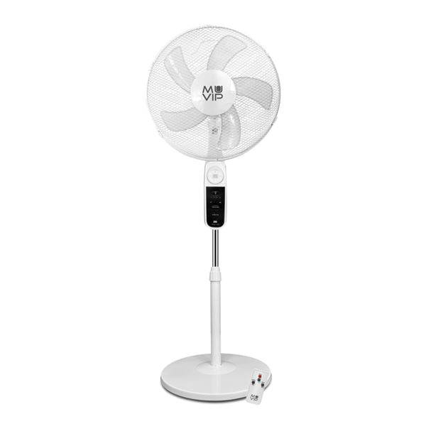 Muvip Ventilatore a Piantana Solare - 12000mAh - 40cm - 4 Velocità - Luce LED - USB - Colore Bianco