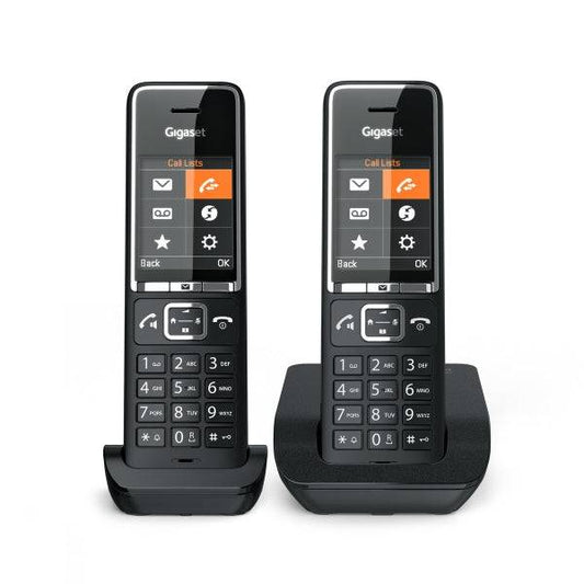 Gigaset Comfort 550 Duo Telefono Cordless DECT + 1 Supplementare - Identificatore di Chiamate - Vivavoce - Controllo Volume - Colore Nero