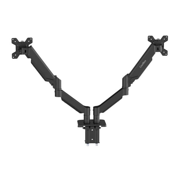 Supporto da Tavolo Coolbox M02D Braccia Articolate per 2 Monitor fino a 32" - Girevole e Inclinabile - Pistone a Gas - Peso Max 8kg per Braccio - VESA 100x100mm