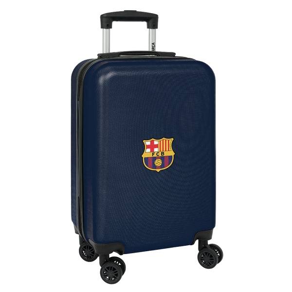 Safta F.C. Barcelona Valigia con Ruote 20" - Maniglia Telescopica - 4 Ruote Girevoli - Chiusura con Lucchetto - 34.5x55x20cm - Colore Blu Marino