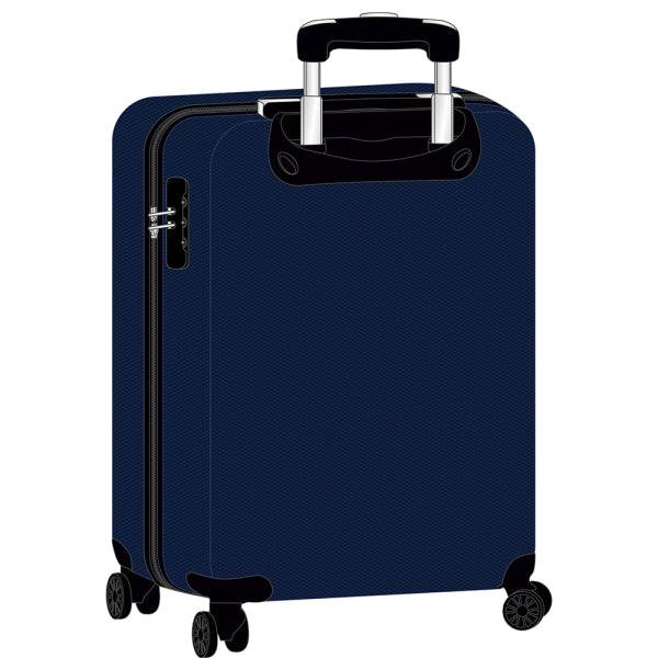 Safta F.C. Barcelona Valigia con Ruote 20" - Maniglia Telescopica - 4 Ruote Girevoli - Chiusura con Lucchetto - 34.5x55x20cm - Colore Blu Marino