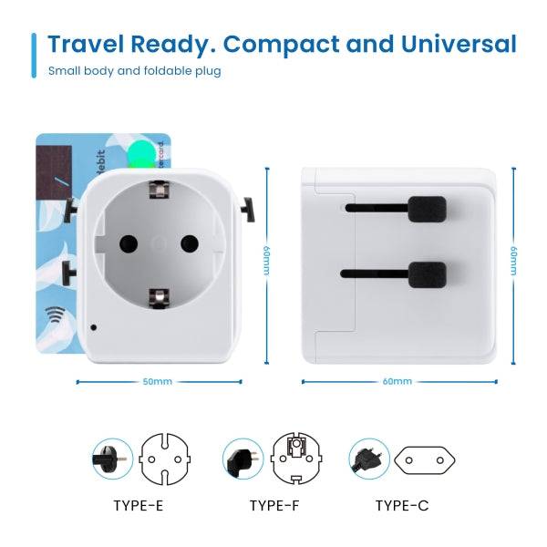 Ewent EW1472 Caricatore da Viaggio Universale - 1xUSB-C, 2xUSB - 15W - USA, UK, AUS, Cina - Colore Bianco