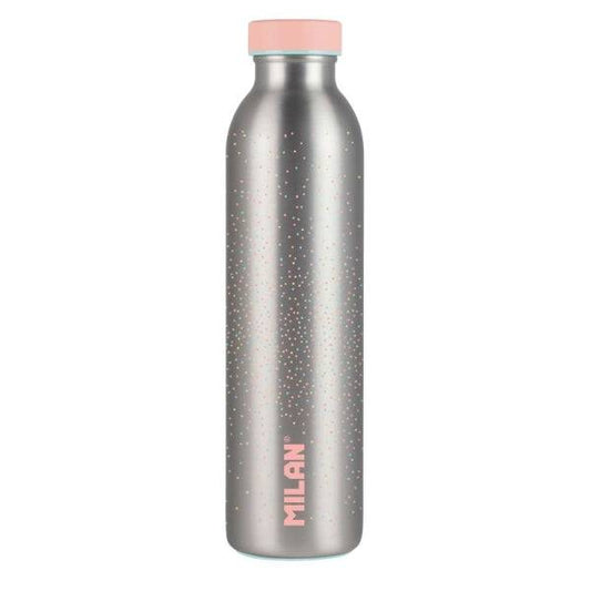 Milan Serie Silver Bottiglia Termica 0.59L - Doppia Parete Acciaio Inossidabile - Liquidi Caldi fino a 12h, Freddi fino a 24h - Colore Argento/Rosa