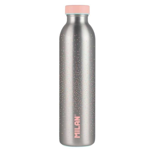 Milan Serie Silver Bottiglia Termica 0.59L - Doppia Parete Acciaio Inossidabile - Liquidi Caldi fino a 12h, Freddi fino a 24h - Colore Argento/Rosa