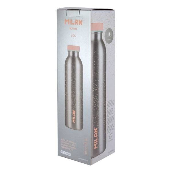 Milan Serie Silver Bottiglia Termica 0.59L - Doppia Parete Acciaio Inossidabile - Liquidi Caldi fino a 12h, Freddi fino a 24h - Colore Argento/Rosa