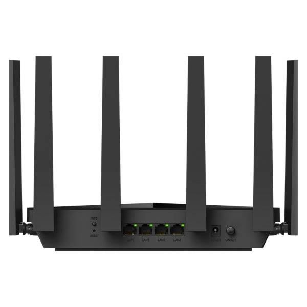 Cudy Router WiFi 7 Mesh Tribanda BE11000 de 2.5G - Velocidad hasta 2500Mbps - 4 Puertos - 6 Antenas Fijas de 5dBi - Tecnologia MU-MIMO - Colore Nero