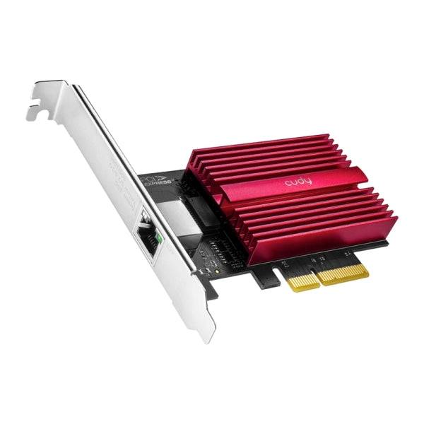 Cudy Adattatore di Rete PCIe - Velocità fino a 10 Gbps - Autoadattativo - PCI Express 3.0 x4 - Colore Nero/Rosso