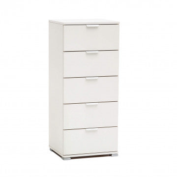 Mobiletto 5 cassetti bianco, 45x38x103 cm, truciolare bilaminato
