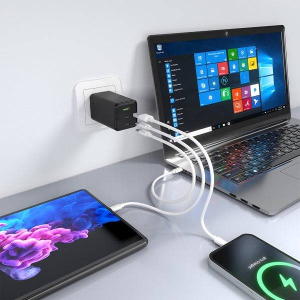 Aisens Caricabatterie GAN 100W - 2xUSB-C PD3.0, QC4.0, QC5.0 - 1xUSB-A QC3.0 - Colore Nero