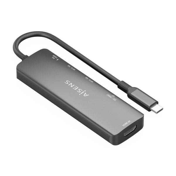 Aisens USB-C Dock 6 in 1 - USB-C a 1xHDMI - 2xUSB-A - 1xUSB-C PD 100W - 1xSD - 1xMicroSD - 15cm - Colore Grigio