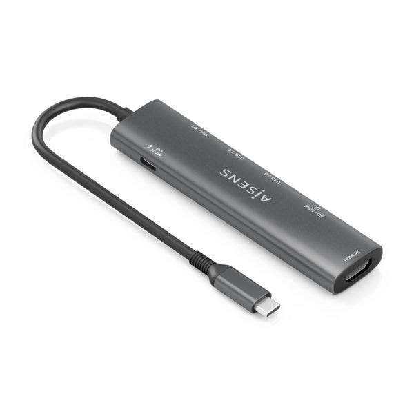 Aisens USB-C Dock 7 in 1 - USB-C a 1xHDMI - 2xUSB-A 2.0 - 1xUSB-A 3.0 - 1xUSB-C 100W - 1xSD - 1xMicroSD - 15cm - Colore Grigio