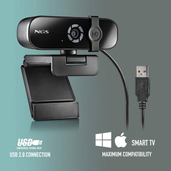 Webcam NGS XpressCam 2000 FullHD 2K USB 2.0 - Microfono Multidirezionale - Filtro Privacy - Ampio Campo Visivo - Cavo 1,50m - Colore Nero
