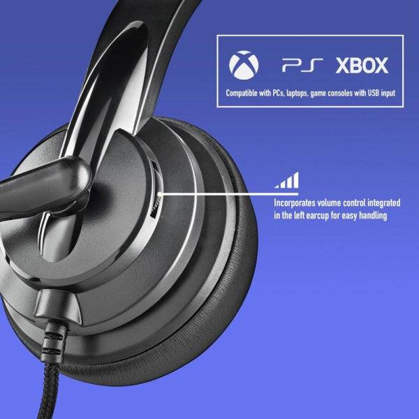 NGS VOX605-C Cuffie USB-C con Microfono - Microfono Regolabile e Flessibile - Padiglioni e Fascia Imbottiti - Fascia Regolabile - Controllo su Cavo - Cavo 2m - Colore Nero