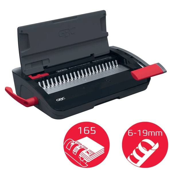 GBC CombBind CB12 Encuadernatrice Manuale a Spirale - Encuaderna fino a 165 Fogli A4 - Può Perforare fino a 14 Fogli - Veloce e Semplice da Usare - Colore Nero