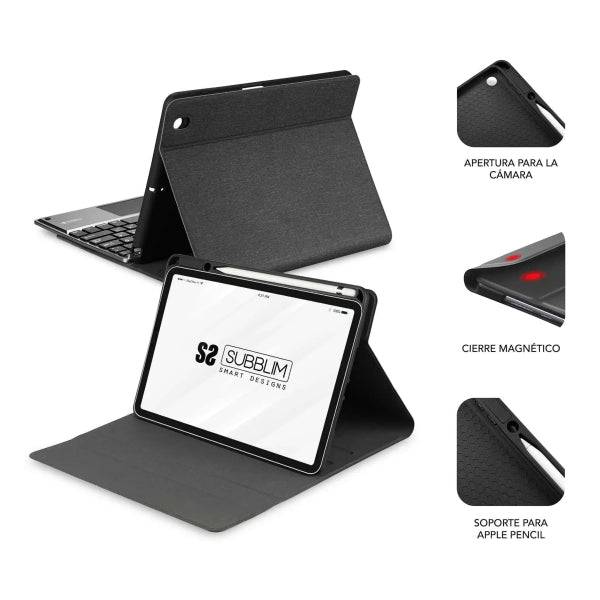 Subblim Custodia con Tastiera Esclusiva per iPad 10ª e 11ª Generazione 10.9" e 11" - Tasti Retroilluminati - Bluetooth - TouchPad - Colore Nero