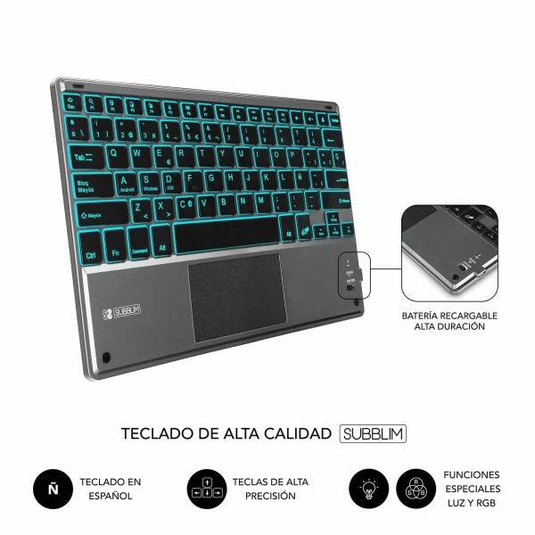 Subblim Custodia con Tastiera Esclusiva per iPad 10ª e 11ª Generazione 10.9" e 11" - Tasti Retroilluminati - Bluetooth - TouchPad - Colore Nero