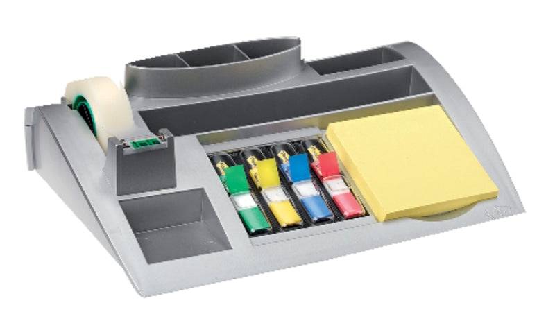 Post-It Index Organizer da Tavolo - Include Blocco Note, Segnalibri e Nastro Adesivo - Colore Grigio