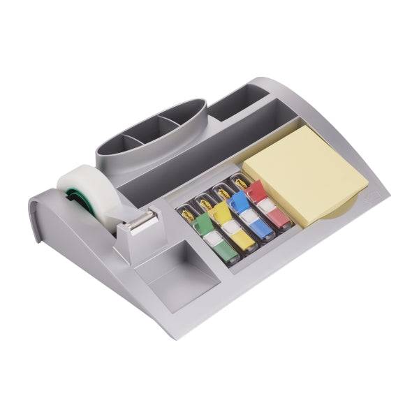 Post-It Index Organizer da Tavolo - Include Blocco Note, Segnalibri e Nastro Adesivo - Colore Grigio