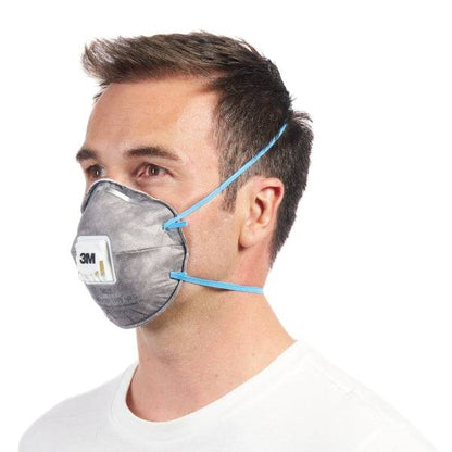 3M Confezione 2 Mascherine Protezione Particelle FFP2 - Monouso - con Valvola - per Livelli Medi di Particelle - Colore Grigio