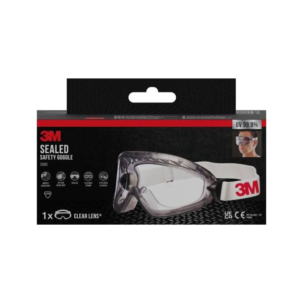 3M Occhiali di Sicurezza - Uso Compatibile con Occhiali Graduati - Lente Trasparente - Antiappannamento - Antigraffio - Tenuta Facciale - Protezione UV - Colore Trasparente