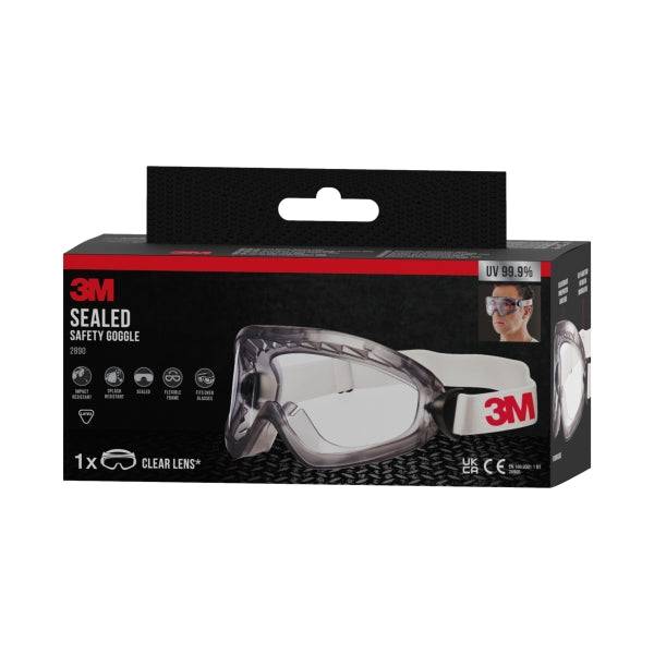 3M Occhiali di Sicurezza - Uso Compatibile con Occhiali Graduati - Lente Trasparente - Antiappannamento - Antigraffio - Tenuta Facciale - Protezione UV - Colore Trasparente