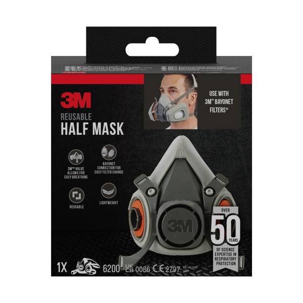 3M Mascherina a Mezza Maschera - Filtri Non Inclusi - Riutilizzabile - Formato Medio - Colore Grigio