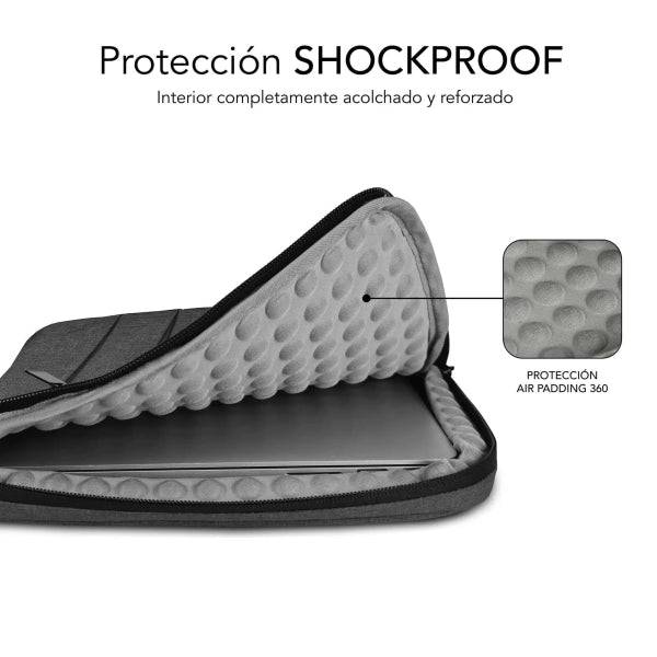 Subblim Custodia Air Padding 360 Portatile da 13.3" a 14" - Protezione 360° con Air Padding - Tasche Molteplici - Resistente e Duratura