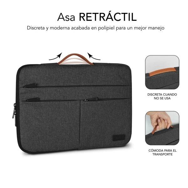 Subblim Custodia Air Padding 360 Portatile da 13.3" a 14" - Protezione 360° con Air Padding - Tasche Molteplici - Resistente e Duratura