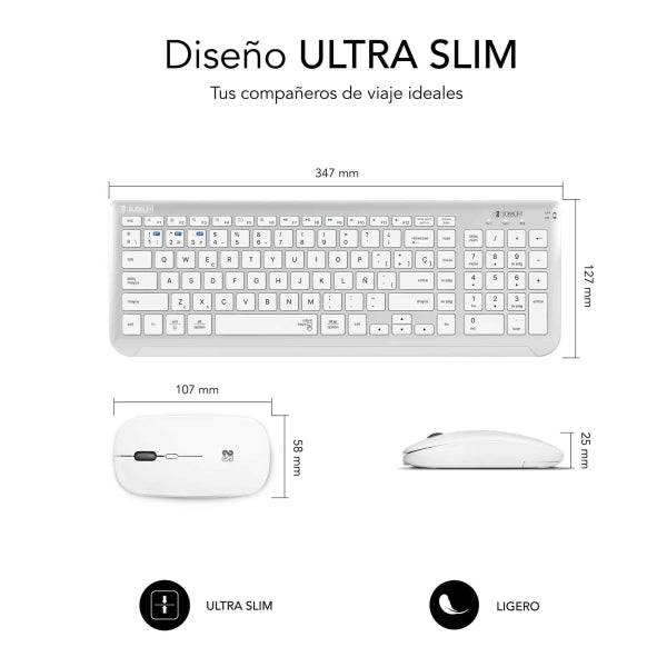 Subblim Combo Dual Prestige - Tastiera e Mouse Wireless - Bluetooth e 2.4G - Funzionamento Silenzioso