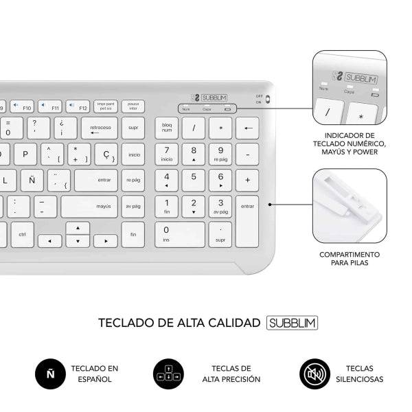 Subblim Combo Dual Prestige - Tastiera e Mouse Wireless - Bluetooth e 2.4G - Funzionamento Silenzioso