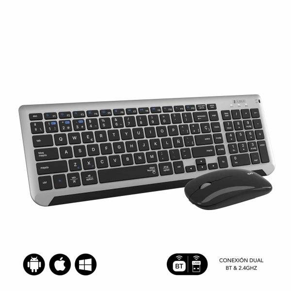 Subblim Combo Dual Prestige - Tastiera e Mouse Wireless - Bluetooth e 2.4G - Funzionamento Silenzioso