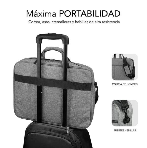 Subblim Cartella Elite Laptop da 13.3" a 14" - Realizzata in Poliestere Oxford - Doppia Zip - Colore Grigio