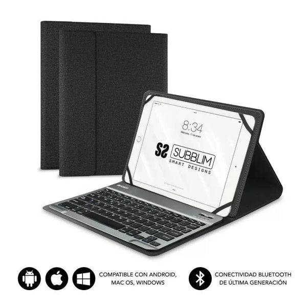 Subblim Tastiera Bluetooth Estraibile - Custodia Universale 9-10.1" - Design Ultrasottile - Supporto Regolabile - Accesso a Tutte le Funzioni - Sistema Magnetico - Resistente e Adattabile - Wireless - Bluetooth - Colore Nero