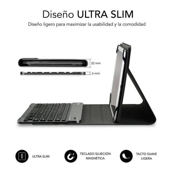 Subblim Tastiera Bluetooth Estraibile - Custodia Universale 9-10.1" - Design Ultrasottile - Supporto Regolabile - Accesso a Tutte le Funzioni - Sistema Magnetico - Resistente e Adattabile - Wireless - Bluetooth - Colore Nero