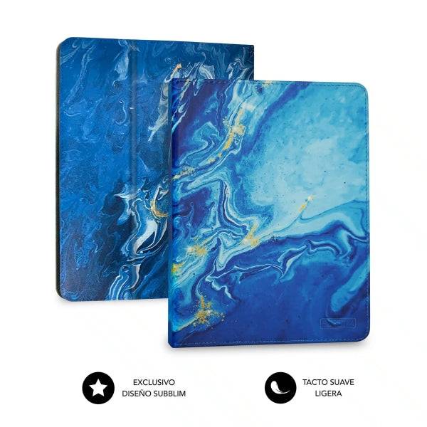 Subblim Keytab Pro Bluetooth Cover Universale 9-10.1" - Design Ultrasottile - Supporto Regolabile - Sistema Magnetico - Resistente e Adattabile - Wireless - Bluetooth - Colore Marmo Blu
