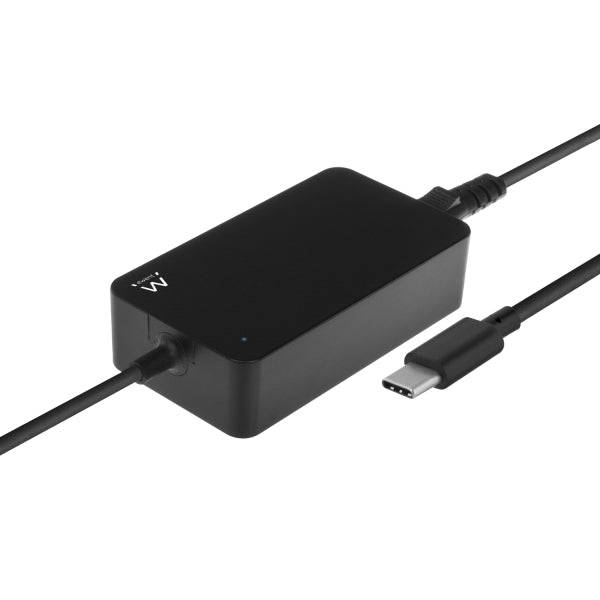 Ewent Caricabatterie Universale per Laptop 45W con USB-C - Power Delivery - Lunghezza Totale Cavo 2,75m - Colore Nero