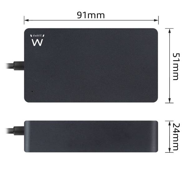 Ewent Caricabatterie Universale per Laptop 45W con USB-C - Power Delivery - Lunghezza Totale Cavo 2,75m - Colore Nero