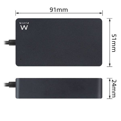 Ewent Caricabatterie Universale per Laptop 45W con USB-C - Power Delivery - Lunghezza Totale Cavo 2,75m - Colore Nero