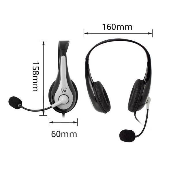 Ewent Cuffie Stereo USB - Microfono Integrato - Cavo Intrecciato Nylon 2m - Colore Nero/Grigio
