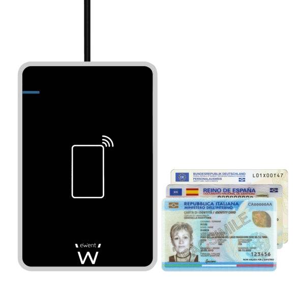 Lettore di Schede Intelligenti Ewent DNIe e NFC - Cavo 0,6m - Senza Contatto - Colore Nero