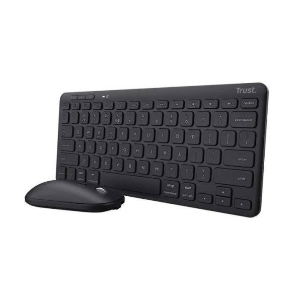 Trust Lyra Pack Tastiera e Mouse Wireless Bluetooth - Multidispositivo - Uso Ambidestro - Colore Nero