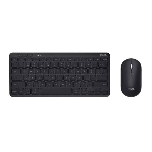 Trust Lyra Pack Tastiera e Mouse Wireless Bluetooth - Multidispositivo - Uso Ambidestro - Colore Nero