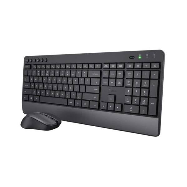 Trust Trezo Pack Tastiera + Mouse Wireless - Tasti Silenziosi - Realizzato con Materiale Riciclato - Colore Nero