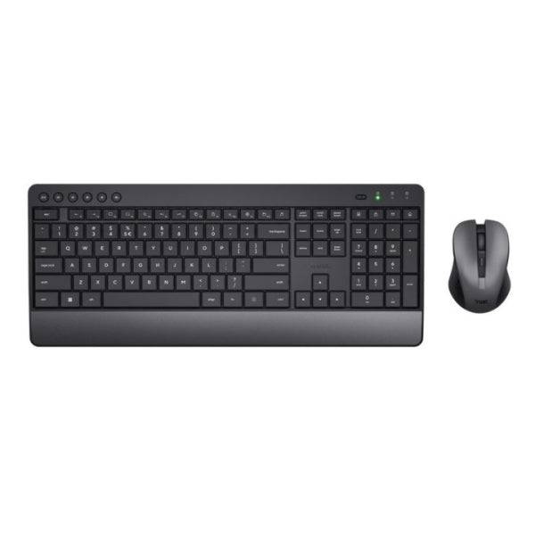 Trust Trezo Pack Tastiera + Mouse Wireless - Tasti Silenziosi - Realizzato con Materiale Riciclato - Colore Nero