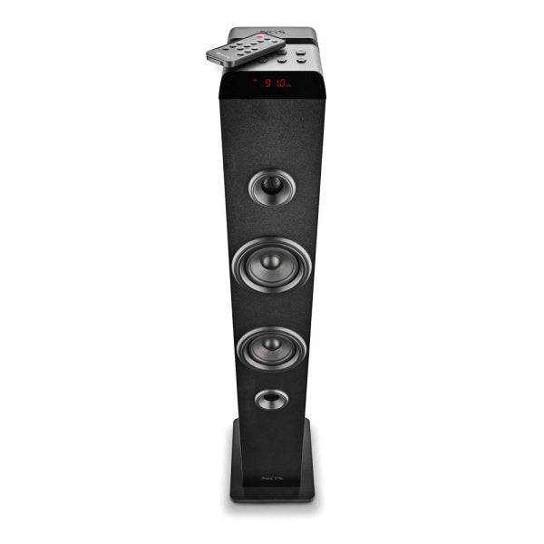 NGS Sky Charm Pro Tower Speaker Bluetooth 80W - USB, Radio FM, Aux In e Ingresso Ottico - Funzione Broadcasting - Legno di Alta Qualità - Colore Nero