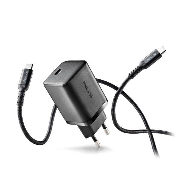 NGS Bud45W-C Caricabatterie GaN Universale da Parete 45W Ultrarapido - USB-C PD & PPS - Cavo USB-C 1.5m - Colore Nero