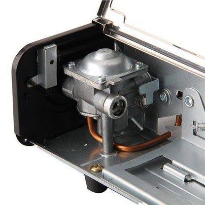 Muvip Cucina a Gas Portatile 2 Fuochi - Doppia Bombola - Accensione Automatica - Bruciatore in Alluminio - Valvola Doppio Sigillo - Protezione Sovratensione - Piastra Barbecue + Valigetta di Trasporto