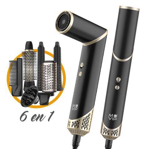 Muvip Ultimate Experience Professionale 6 in 1 Attrezzo Asciugatura e Styling - 1500W - Accessori per Ondulare, Spazzolare e Lisciare - 3 Configurazioni Calore e 2 di Ventilatore - Funzione Ionizzazione